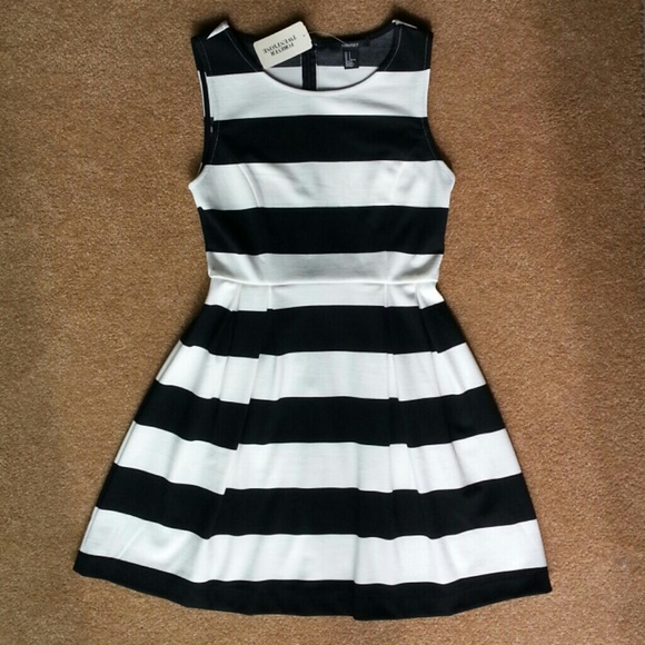 Forever 21 black/cream striped dress