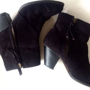 Black suede booties