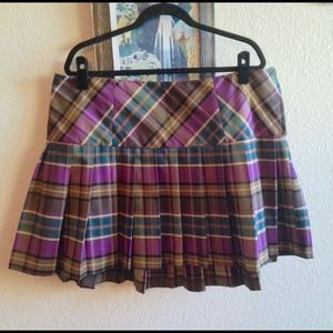 Pleated Plaid Skirt
