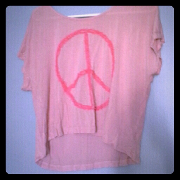 Rose Pink, peace sign crop top - Picture 1 of 2