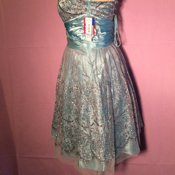 Ice Blue Aqua Short Formal Dress - Frozen esq - Picture 2 of 4