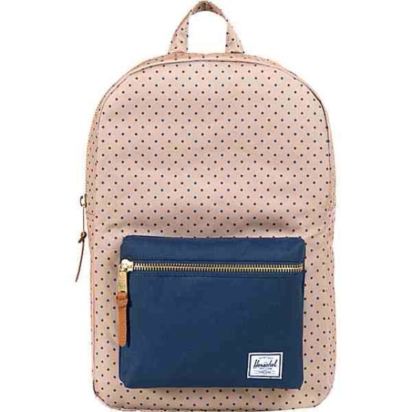 Brown and blue polka dot back pack - Picture 1 of 1