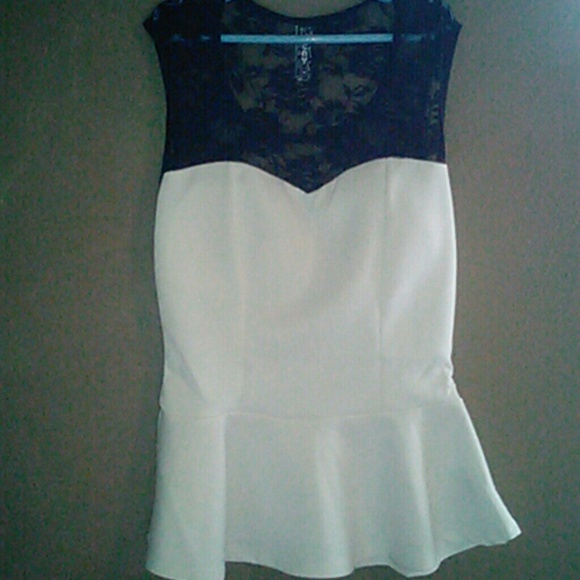 NWOT White/Black Lace Peplum Top