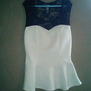NWOT White/Black Lace Peplum Top