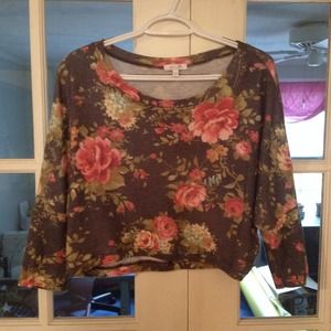 Delia's Floral Crop Sweater