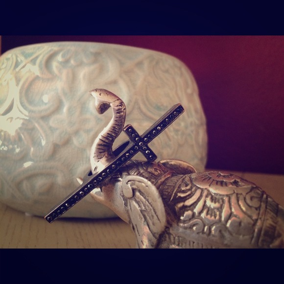 Black Pave Cross Ring