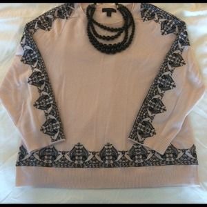 Merino Embroidered-Lace Sweater