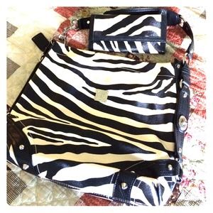 Trendy zebra print purse with matching wallet