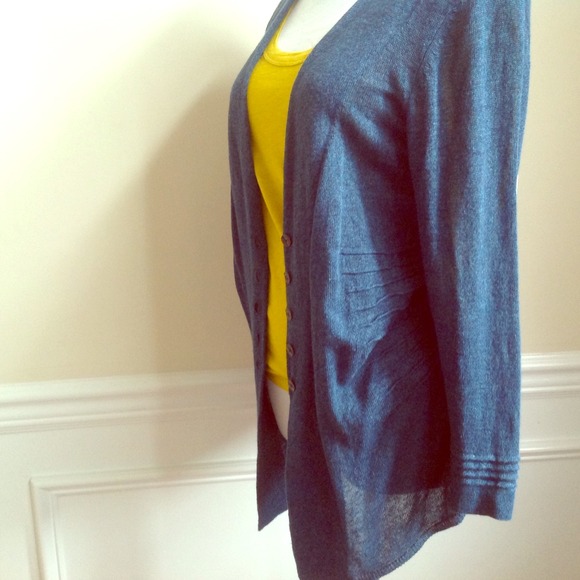 Nic & Zoe Dark Blue Cardigan with Pintuck Detail