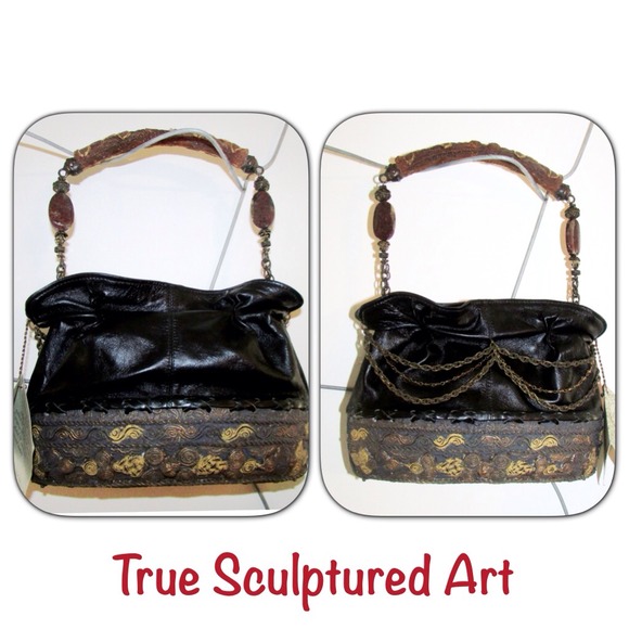 Maya Evangelista Handbags - MAYA EVANGELISTA SCULPTURED ART LEATHER PURSE