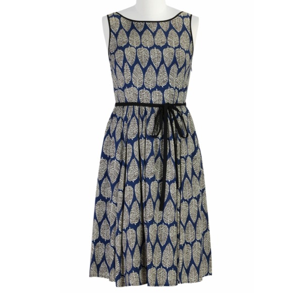 eShakti Dresses & Skirts - Boho Navy Leaf Print Dress