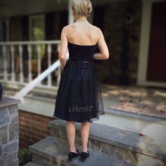 Black Strapless Tulle Cocktail Dress - Picture 2 of 4