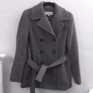 Calvin Klein Belted Grey Peacoat