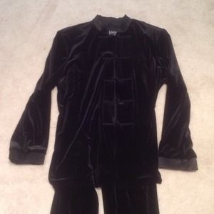 Black velvet pant suit