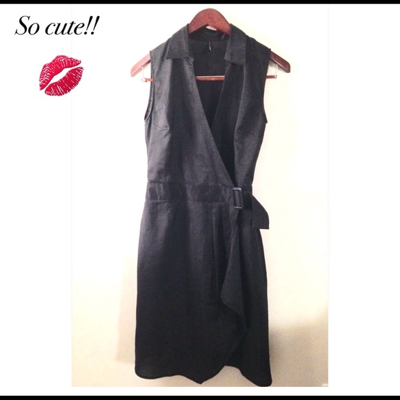 Wrap linen  black dress
