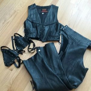 Genuine Leather Chaps/Vest/Bikini Top