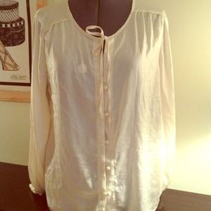 H&M cream silk blouse.