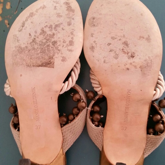 MANOLO BLAHNIK $935 BEADS & ROPE  SANDAL HEELS 6.5 - Picture 2 of 4