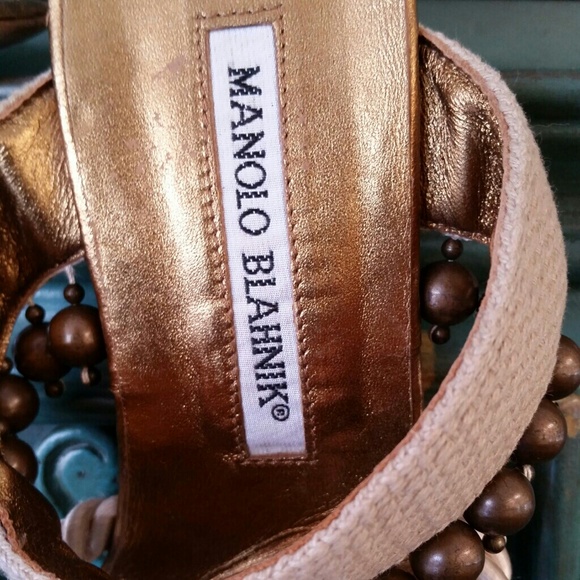 MANOLO BLAHNIK $935 BEADS & ROPE  SANDAL HEELS 6.5 - Picture 3 of 4