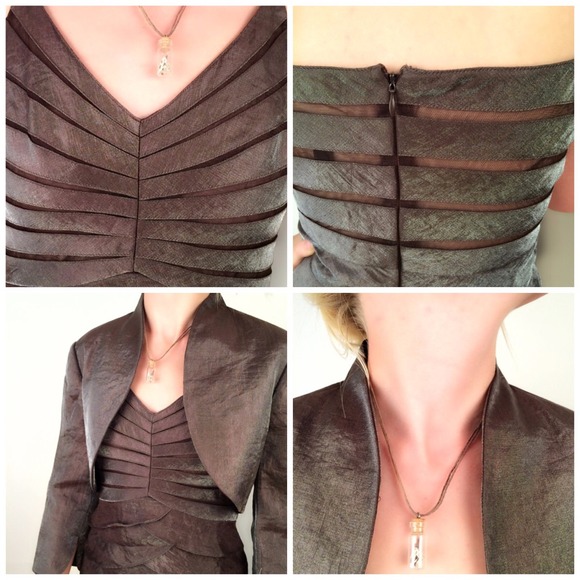 Papell Java Brown Cocktail Dress w/Jacket - Picture 3 of 4