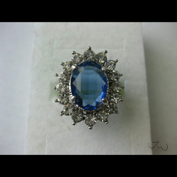 Blue CZ Tibetan Silver Ring

- size 9