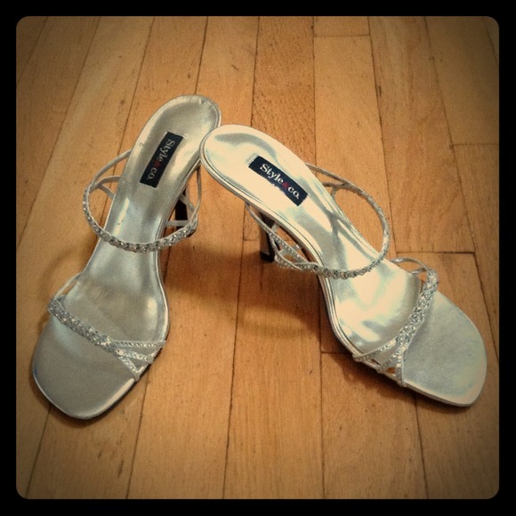 fancy silver heels