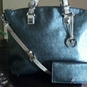 Mk Gunmetal Satchel