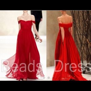 Red full length prom dress handmade!