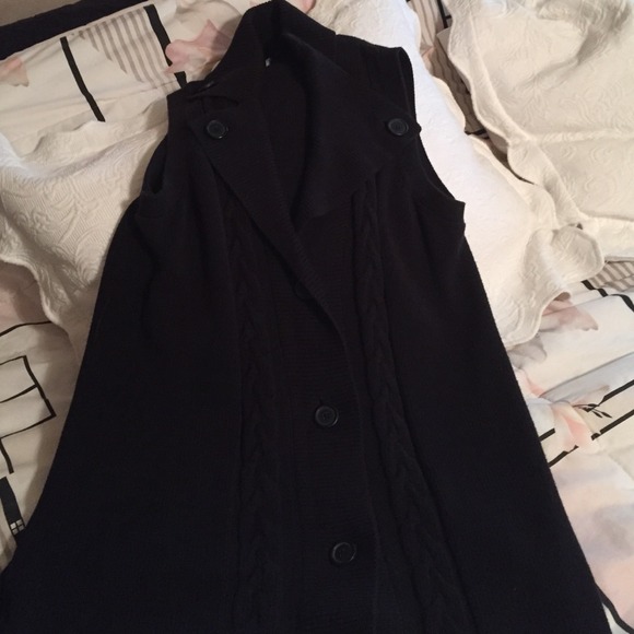 Tunic length black sweater vest