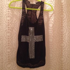 Black racer back with bling cross