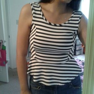 Black and White Striped Top