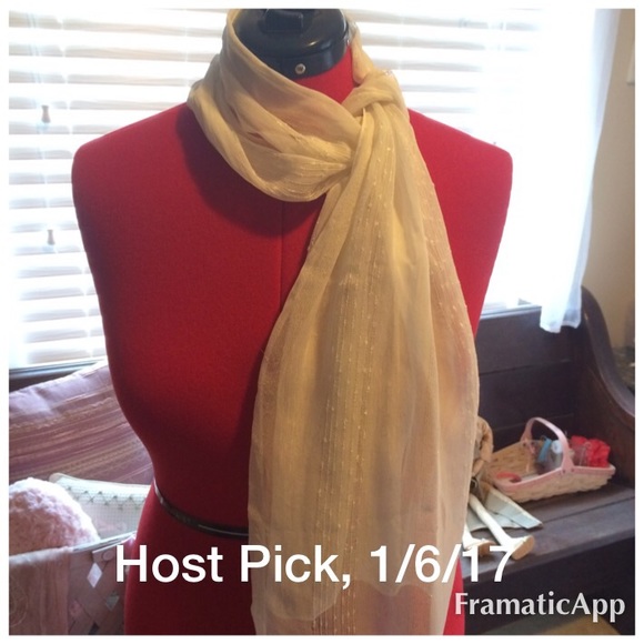 Boutique Accessories - H.P., 1/6/17-Beautiful Ivory & Gold Thread Scarf