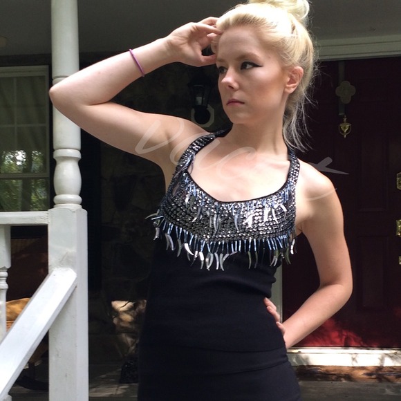 Armani Exchange Black Sparkling Club Top - Picture 1 of 4
