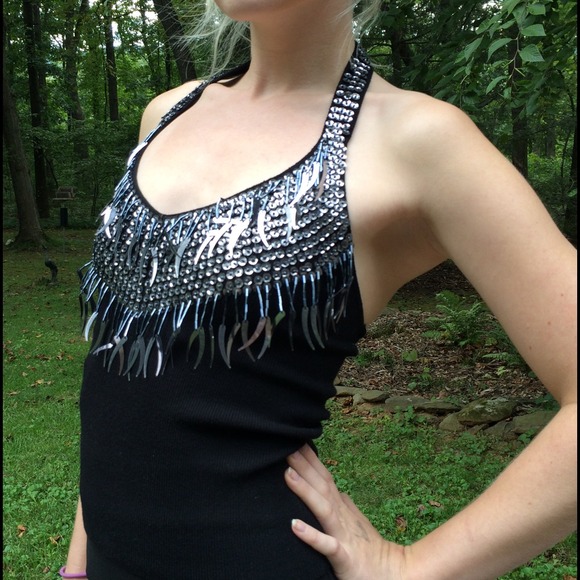 Armani Exchange Black Sparkling Club Top - Picture 4 of 4