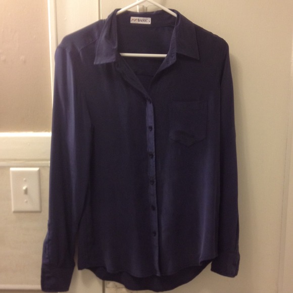 100% silk navy blouse