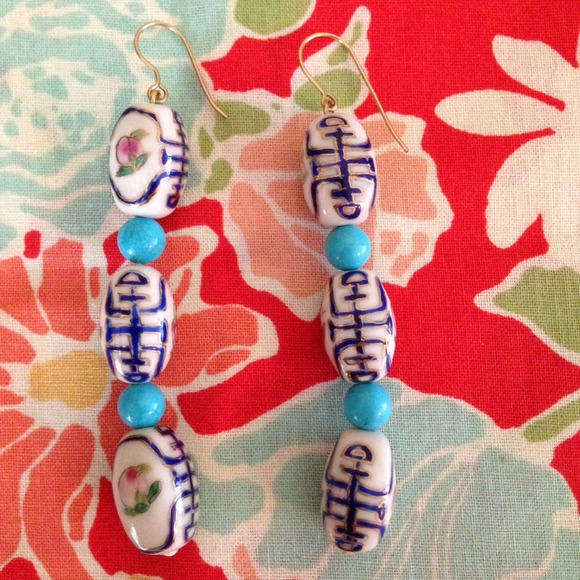 Anthropologie Porcelain Beaded Earrings