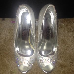 Silver platform heels