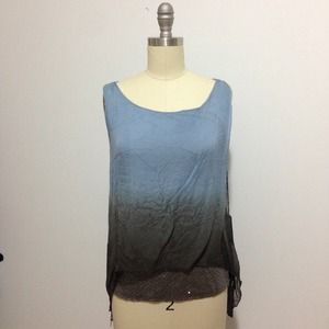 Silk Blue & Gray Ombré Loose Blouse XS