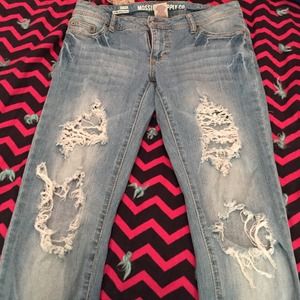 Skinny light wash ripped jeans