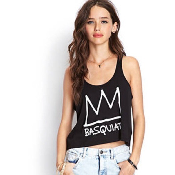 Forever 21 Tops - [firm] Forever 21 Black Basquiat Crown Tank Top