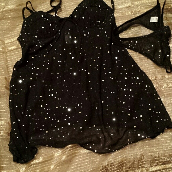 Black with strass dots babydoll M