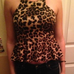 Cheetah/Leopard Print Peplum Top