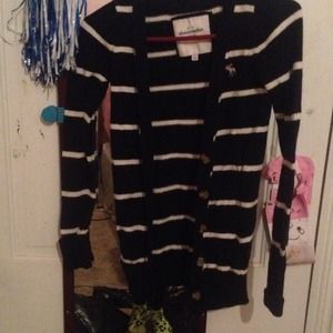 Navy and white striped sweater
