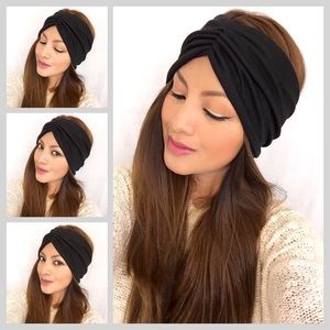 New winter scrunch turban headband in black