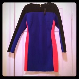 River Island Long Sleeved blue mini dress in Scuba