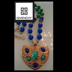 VTG GIVENCHY PARIS NY LAPIS JADE RUNWAY NECKLACE