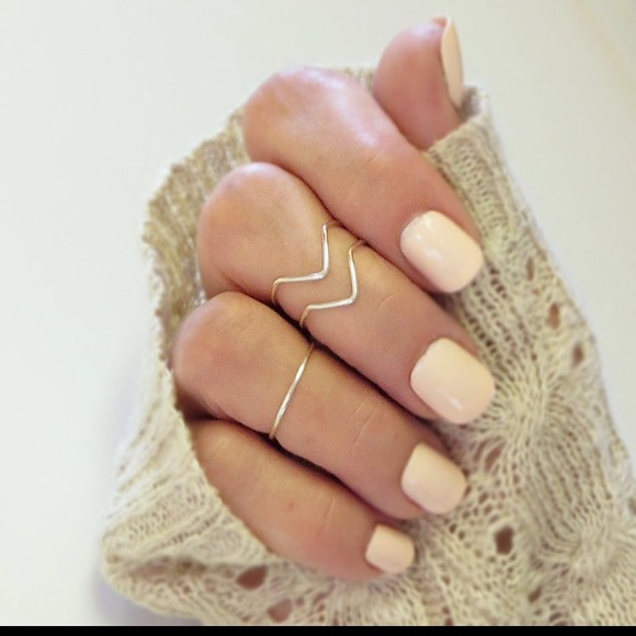 Set of 3 silver gold chevron midi knuckle rings