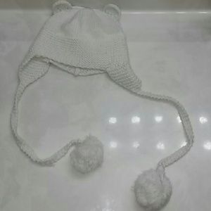 White Cotton bear ears beannie
