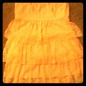 Soft pink strapless lace dress