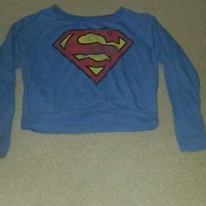 Superman logo long sleeve crop top